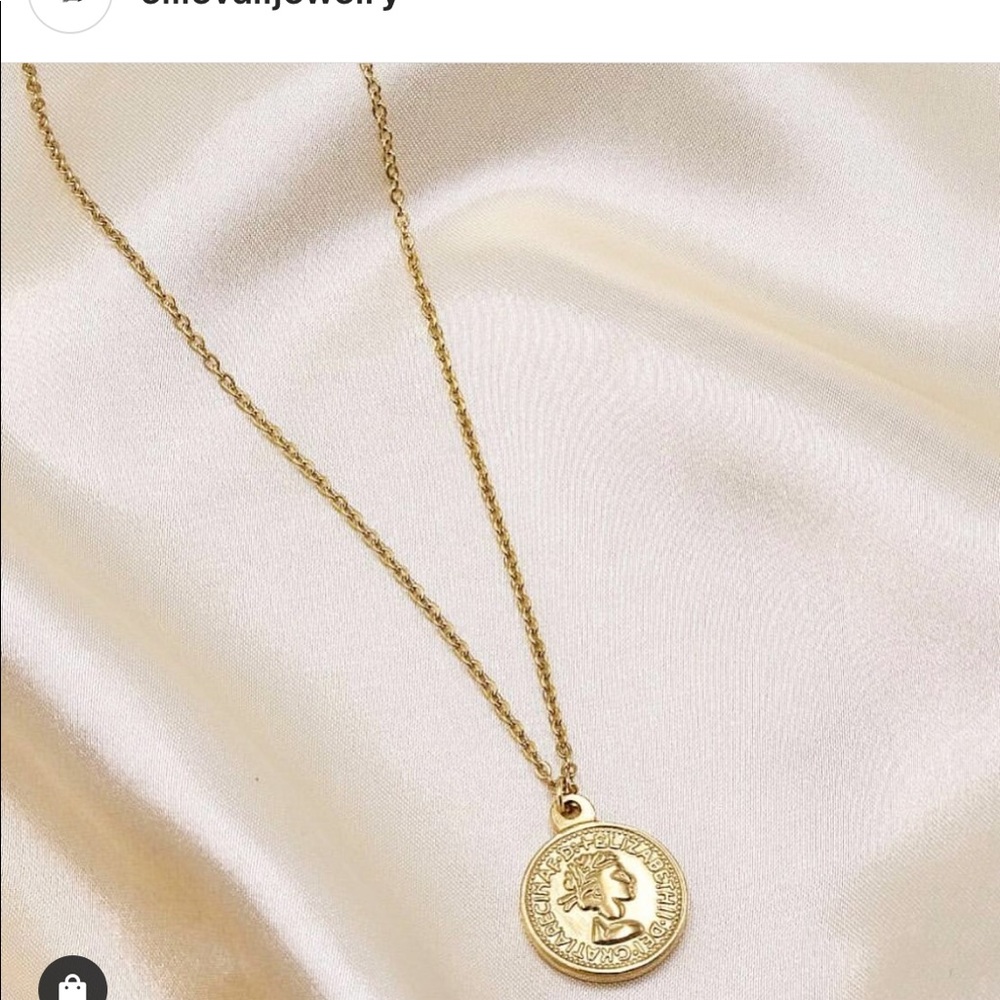 stainless steel gold dipped coin necklace